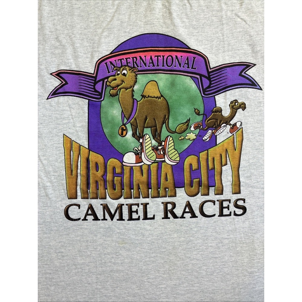90s Virginia City Camel Races '96 Cream Vintage Single-Stitch T-Shirt XL USA